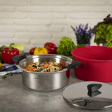Kuhn Rikon Hotpan Stainless Steel Cooking Pot with Insulated Bowl, 5.3-Quart, Red
