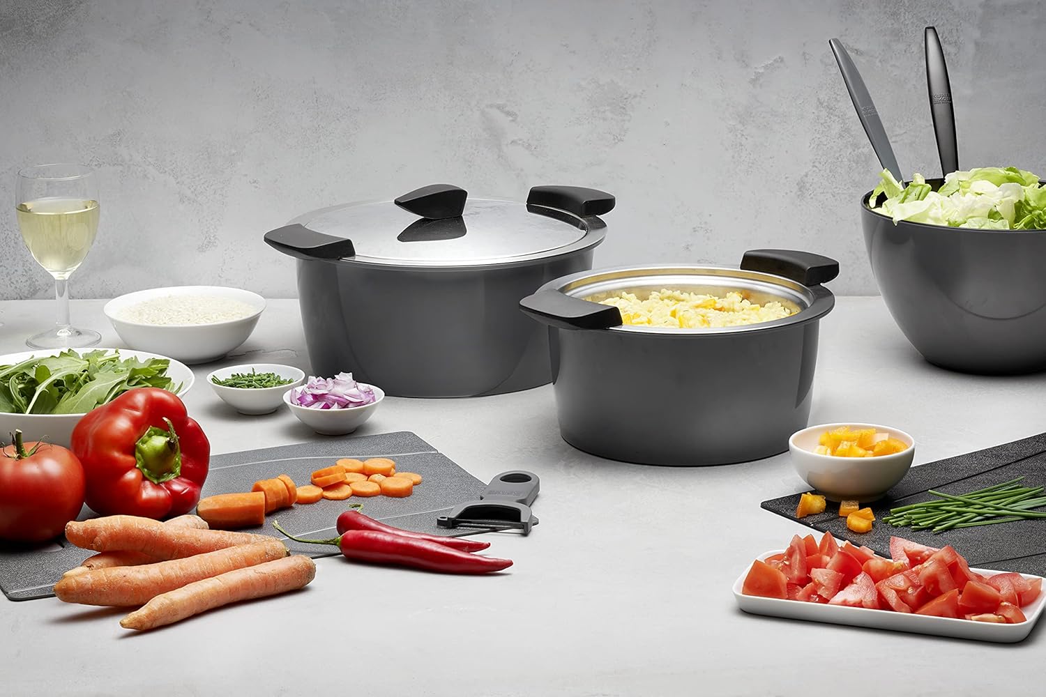 Kuhn Rikon Hotpan Stainless Steel Cooking Pot with Insulated Bowl, 5.3-Quart, Gray