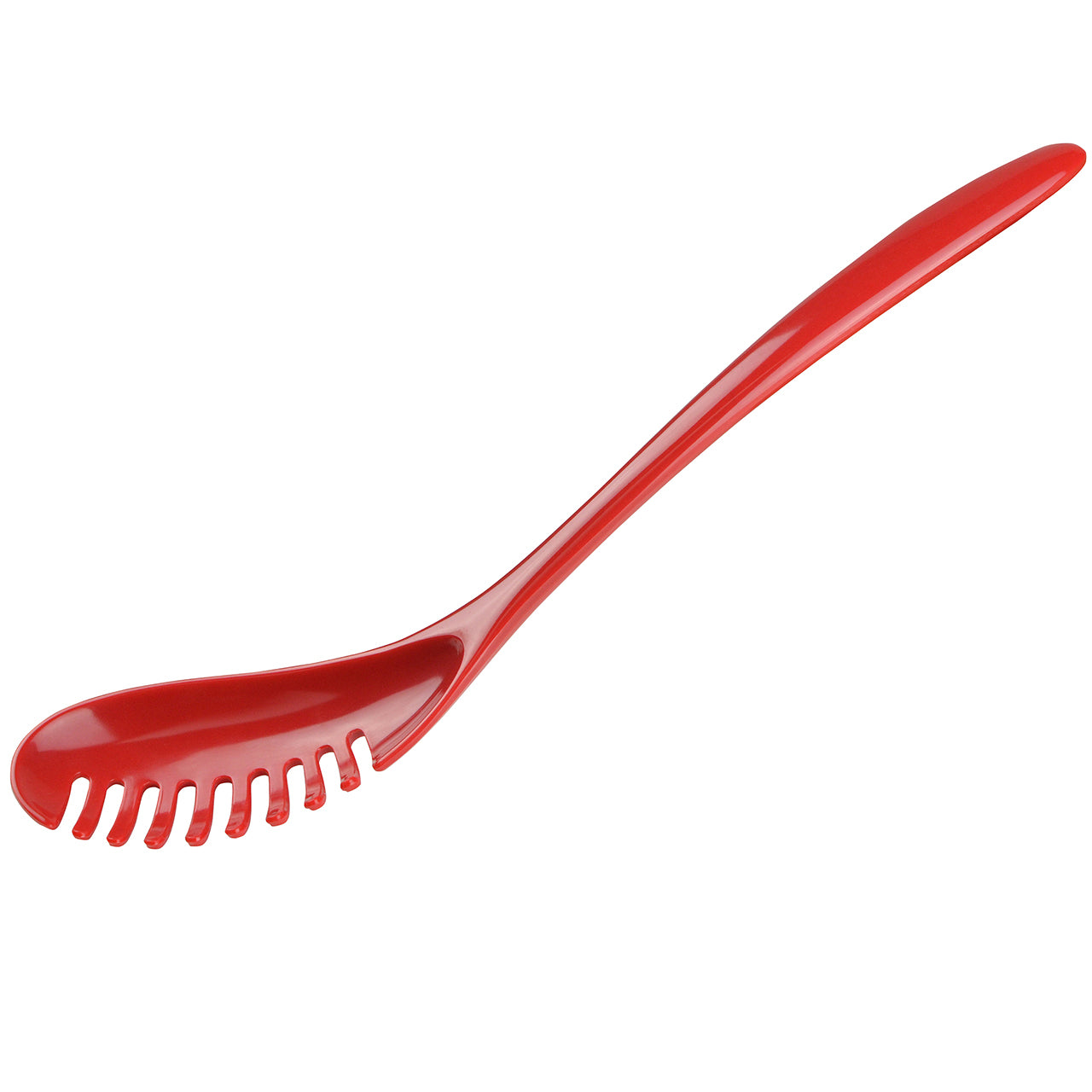 Gourmac 12-Inch Melamine Pasta Server Spaghetti Fork & Strainer, Red