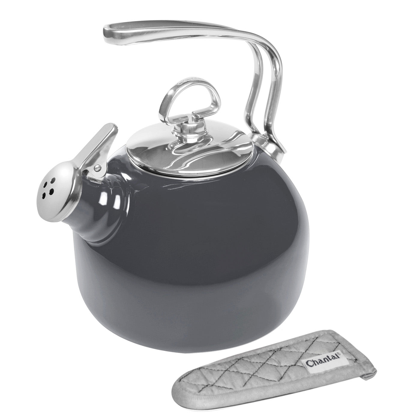 Chantal Classic Enamel-on-Steel Teakettle, 1.8 quart, Onyx