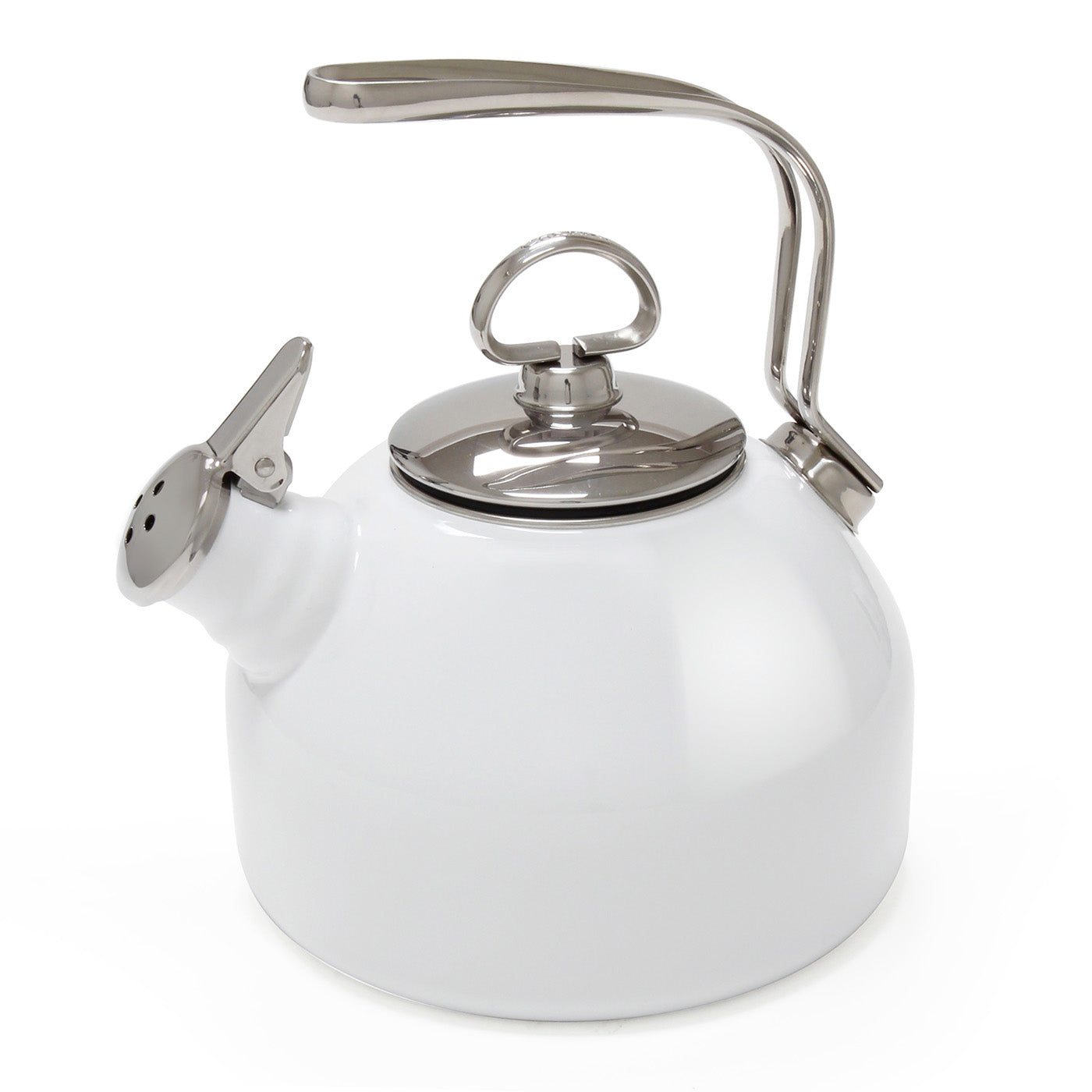 Chantal Classic Enamel-on-Steel Teakettle, 1.8 quart, White
