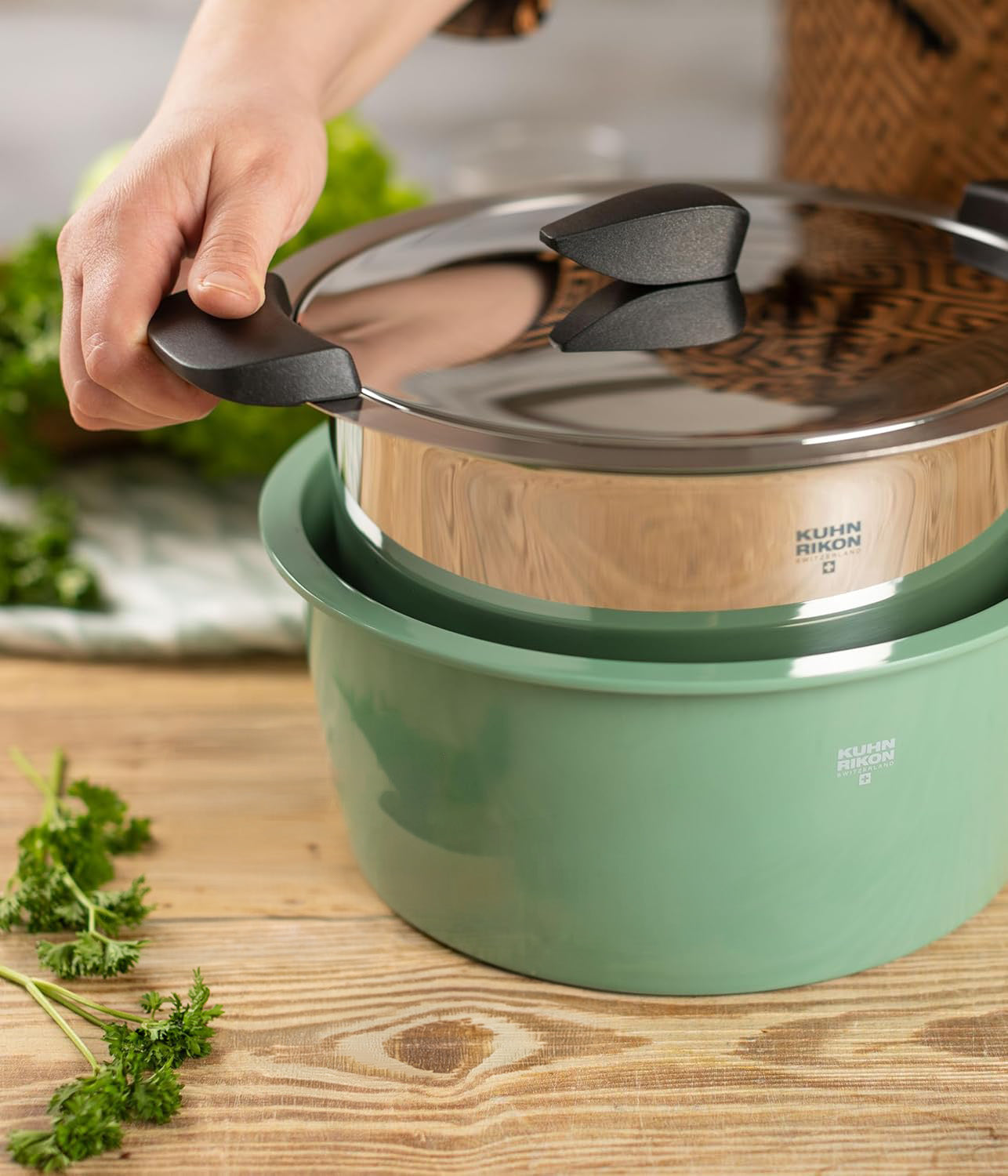 Kuhn Rikon Hotpan Stainless Steel Cooking Pot with Insulated Bowl, 5.3-Quart, Ocean