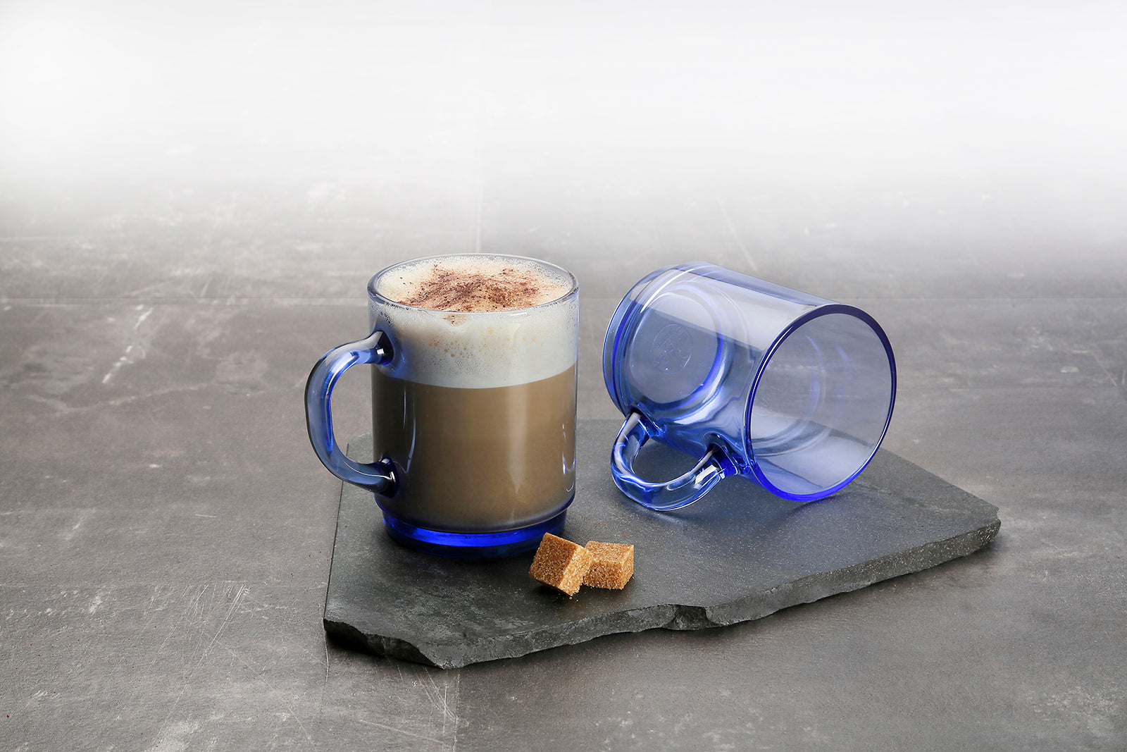 Duralex Versailles 8.75 oz Mugs for Hot or Cold Beverages, Set of 6, Marine