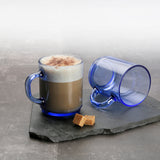 Duralex Versailles 8.75 oz Mugs for Hot or Cold Beverages, Set of 6, Marine