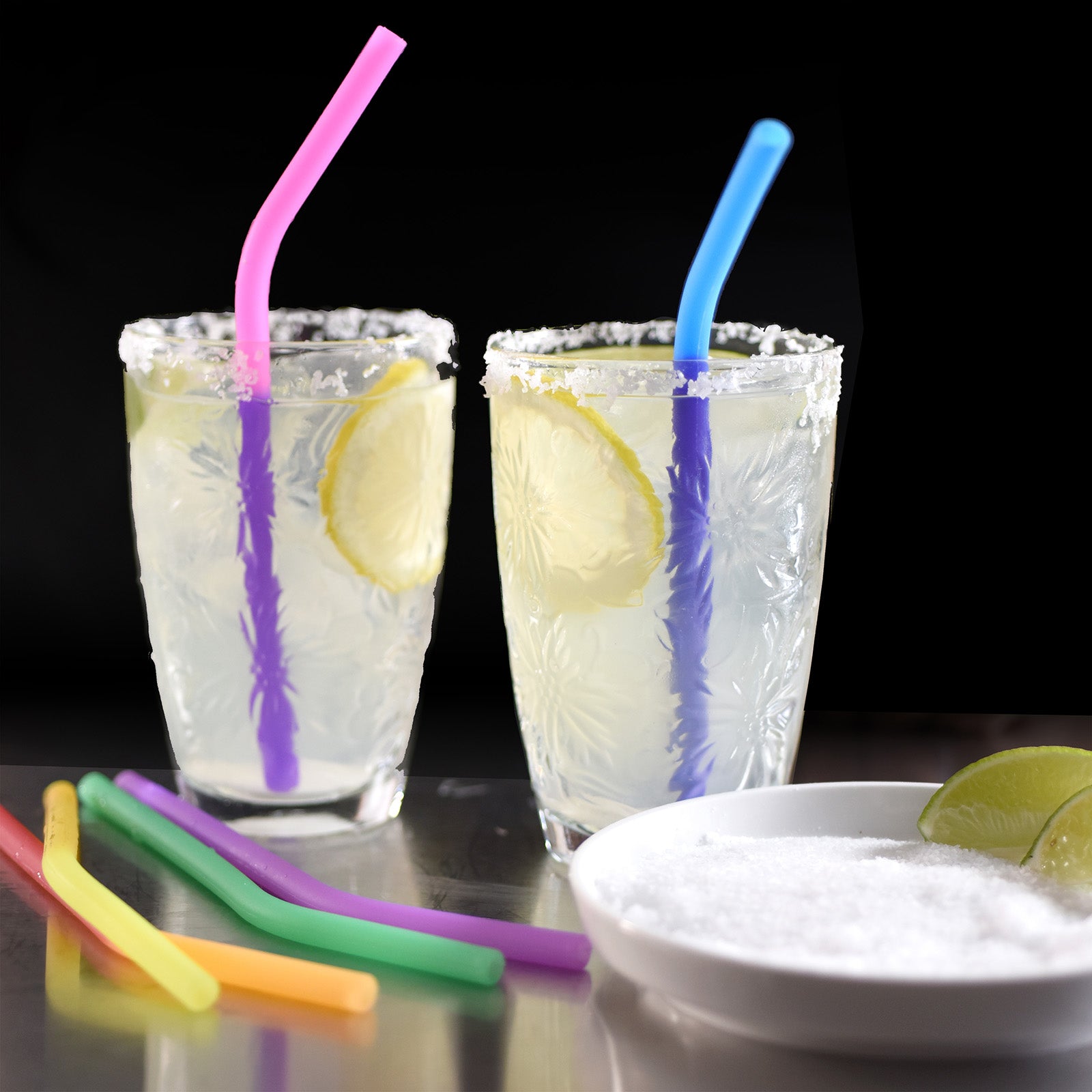 Norpro Silicone Reusable Color Changing Straws with Cleaning Brush, Set of 6