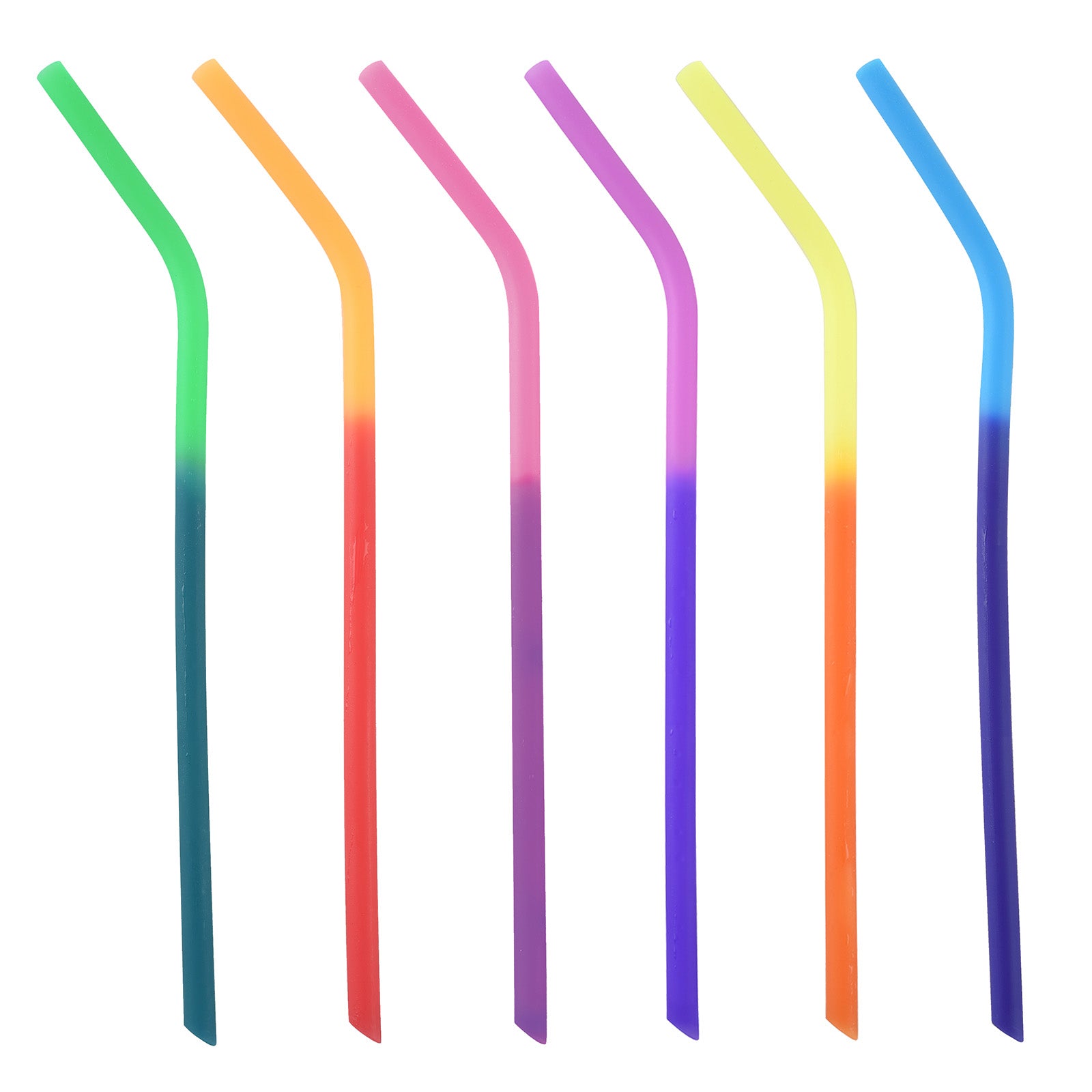 Norpro Silicone Reusable Color Changing Straws with Cleaning Brush, Set of 6