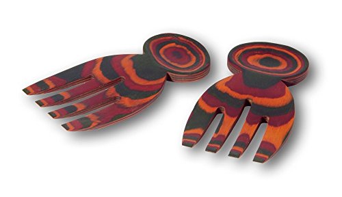 Island Bamboo Pakkawood Salad Hands, Rainbow
