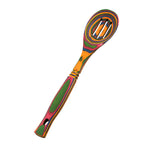 Island Bamboo Pakkawood 12-Inch Slotted Spoon, Rainbow