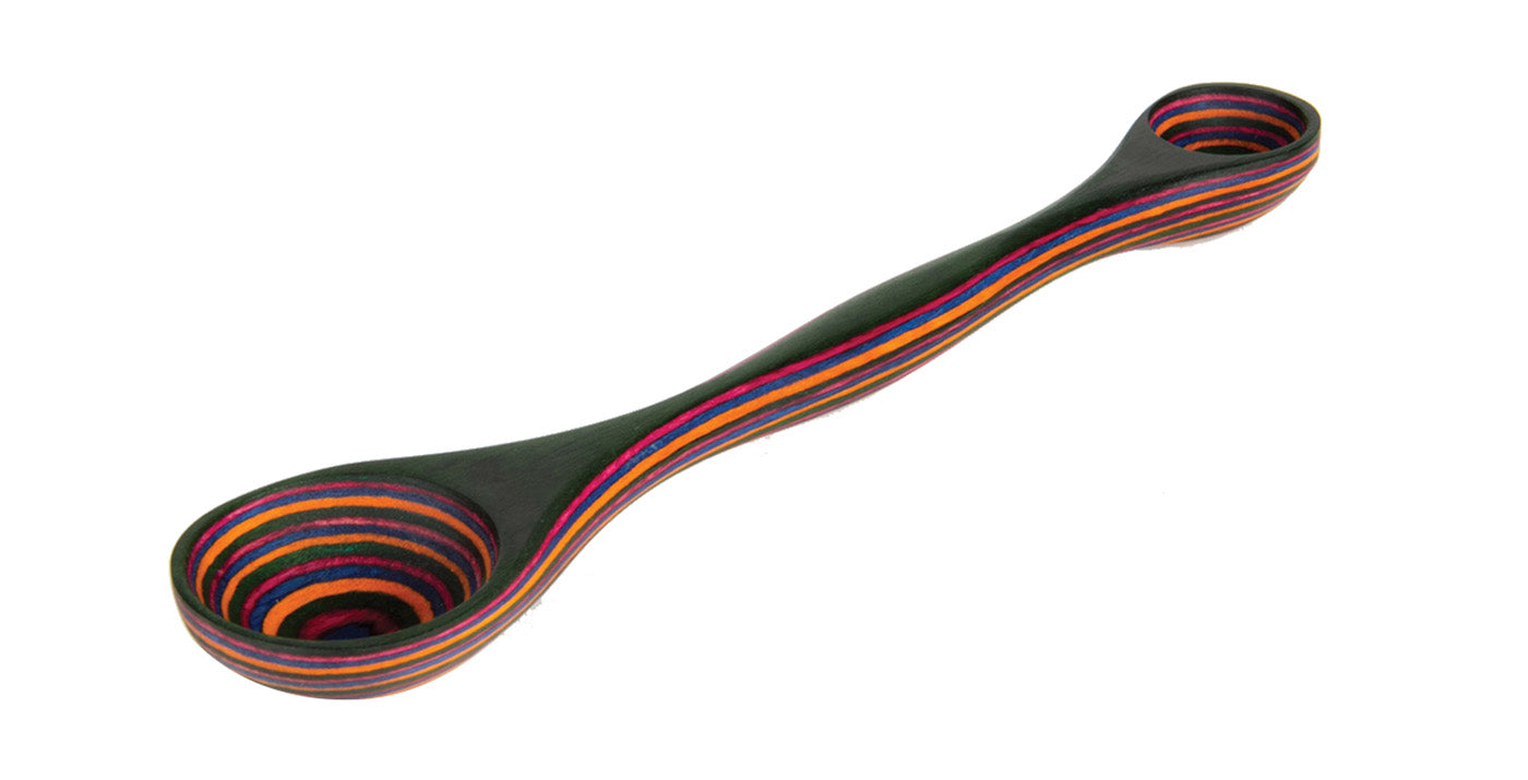 Island Bamboo 9-Inch Pakkawood Double Sided Measuring Spoon, Rainbow