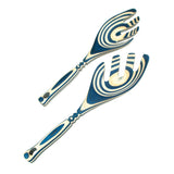 Island Bamboo Pakkawood 9-Inch Salad Leafs, Blue