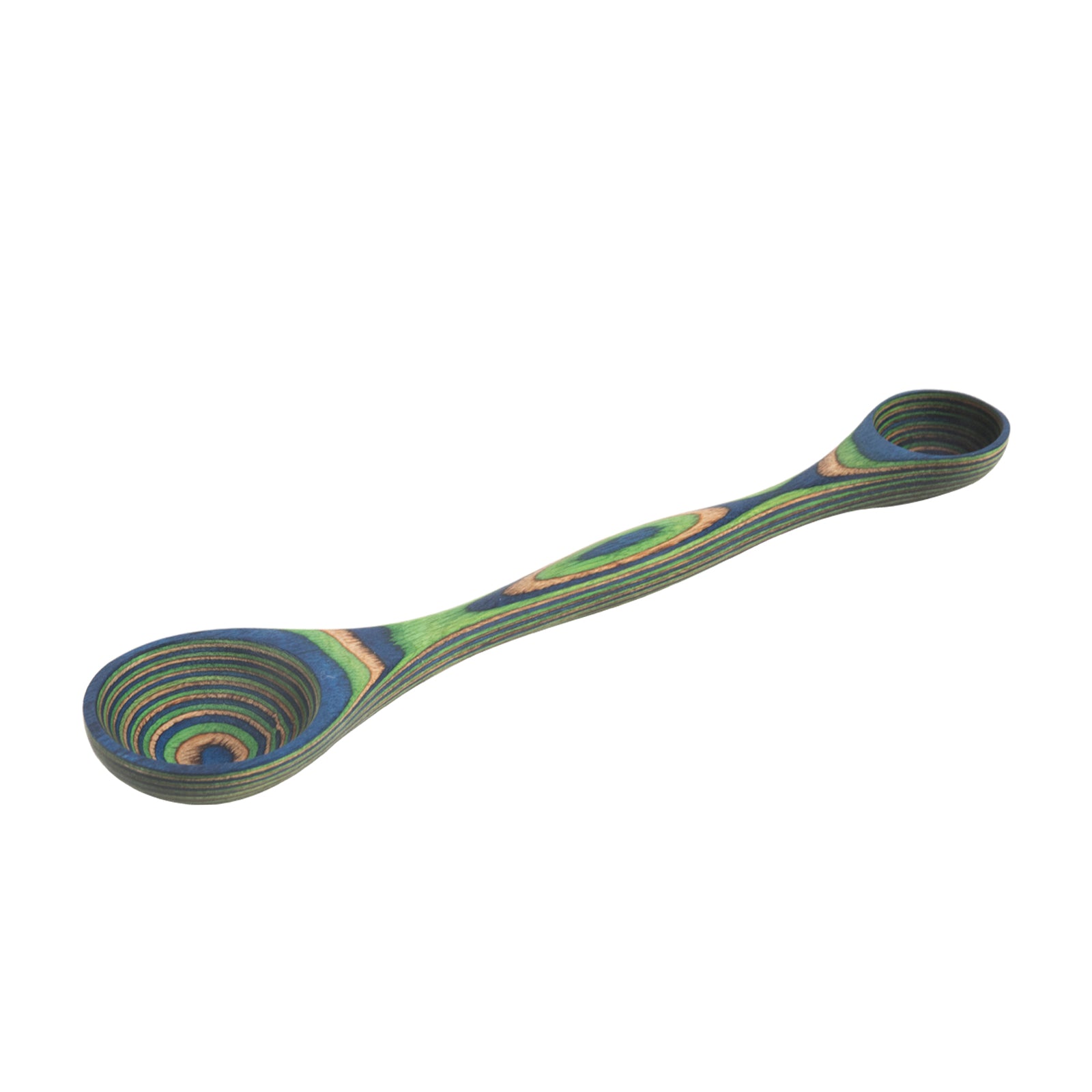 Island Bamboo 9-Inch Pakkawood Double Sided Measuring Spoon, Peacock