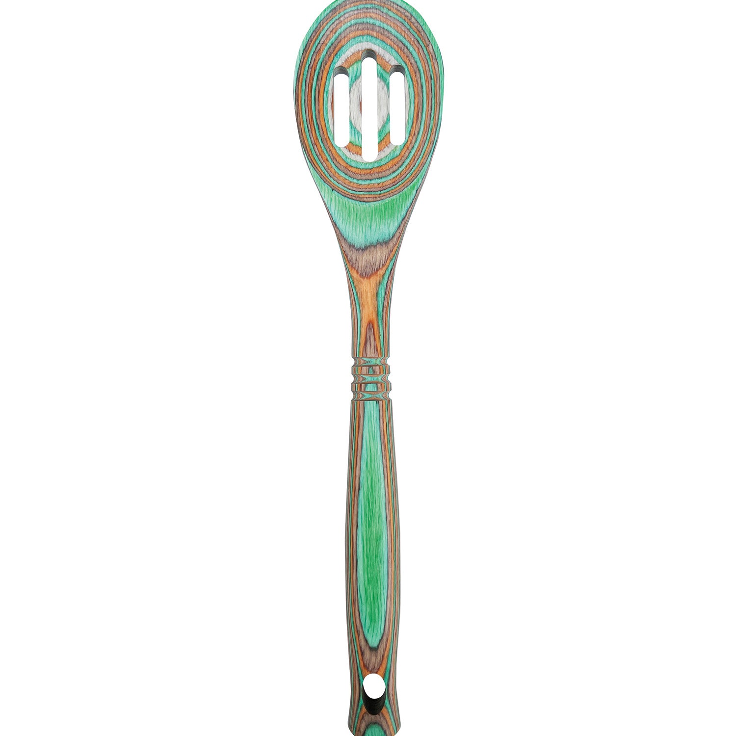Island Bamboo Pakkawood 12-Inch Slotted Spoon, Mint