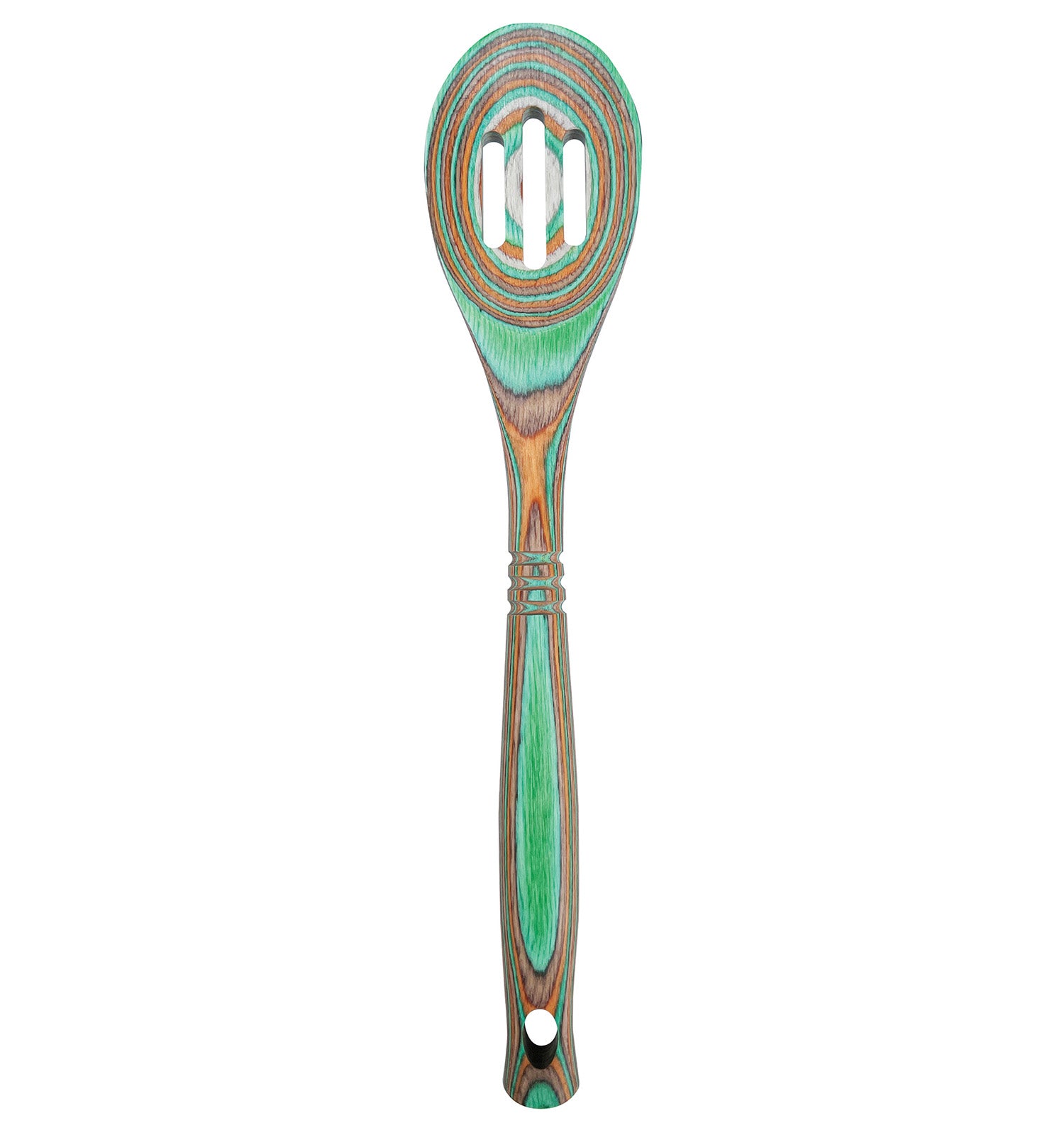 Island Bamboo Pakkawood 12-Inch Slotted Spoon, Mint