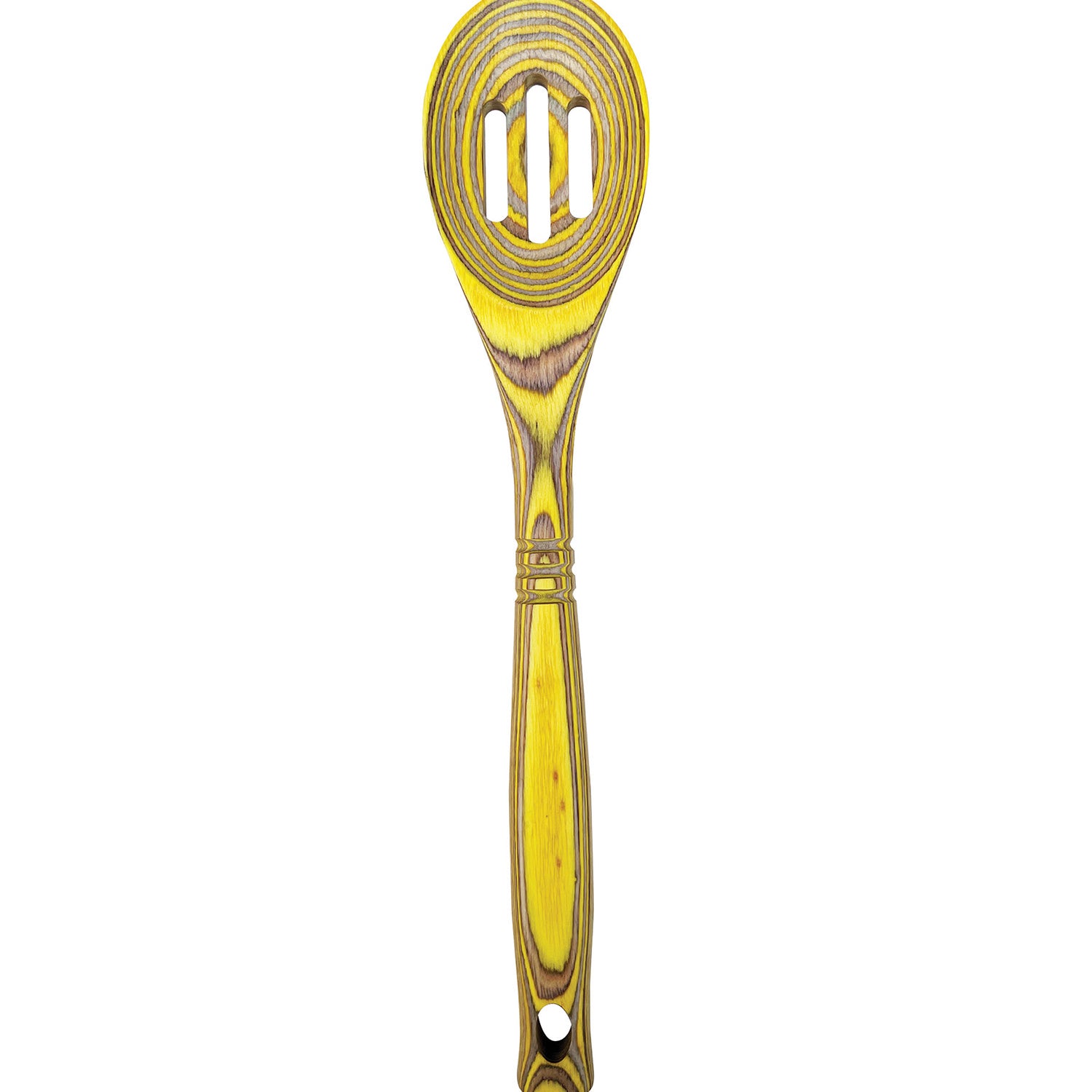Island Bamboo Pakkawood 12-Inch Slotted Spoon, Lemon