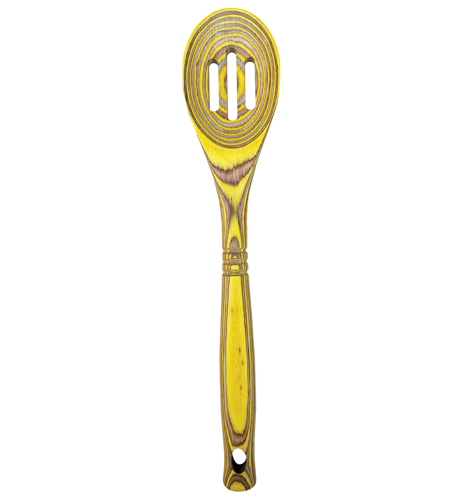 Island Bamboo Pakkawood 12-Inch Slotted Spoon, Lemon