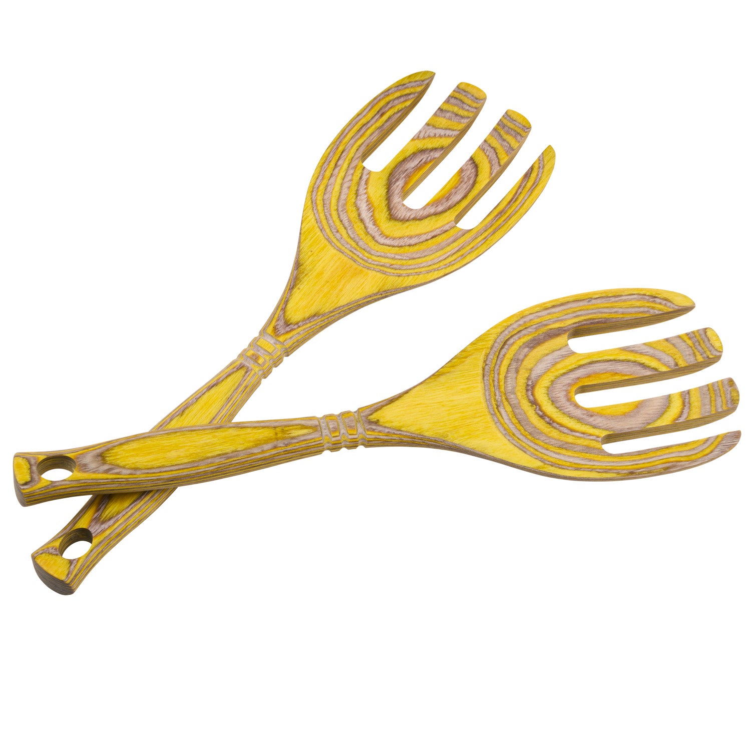 Island Bamboo Pakkawood 12-Inch Salad Claws, Lemon