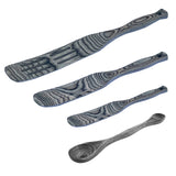 Island Bamboo 4-Piece Black Pakkawood Spurtle Set with Measuring Spoon