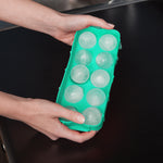 HIC Silicone Cannonball Sphere Whiskey Ice Ball Mold Tray, Vintage Blue