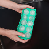 HIC Silicone Cannonball Sphere Whiskey Ice Ball Mold Tray, Vintage Blue