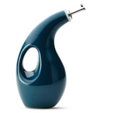 Rachael Ray Glazed Ceramic EVOO Olive Oil Bottle Dispenser with Spout, Marine Blue