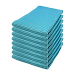 MU Kitchen Premium Absorbent 17 x 25 Inch Microfiber Waffle Dishtowel, 8-Pack, Sea Blue