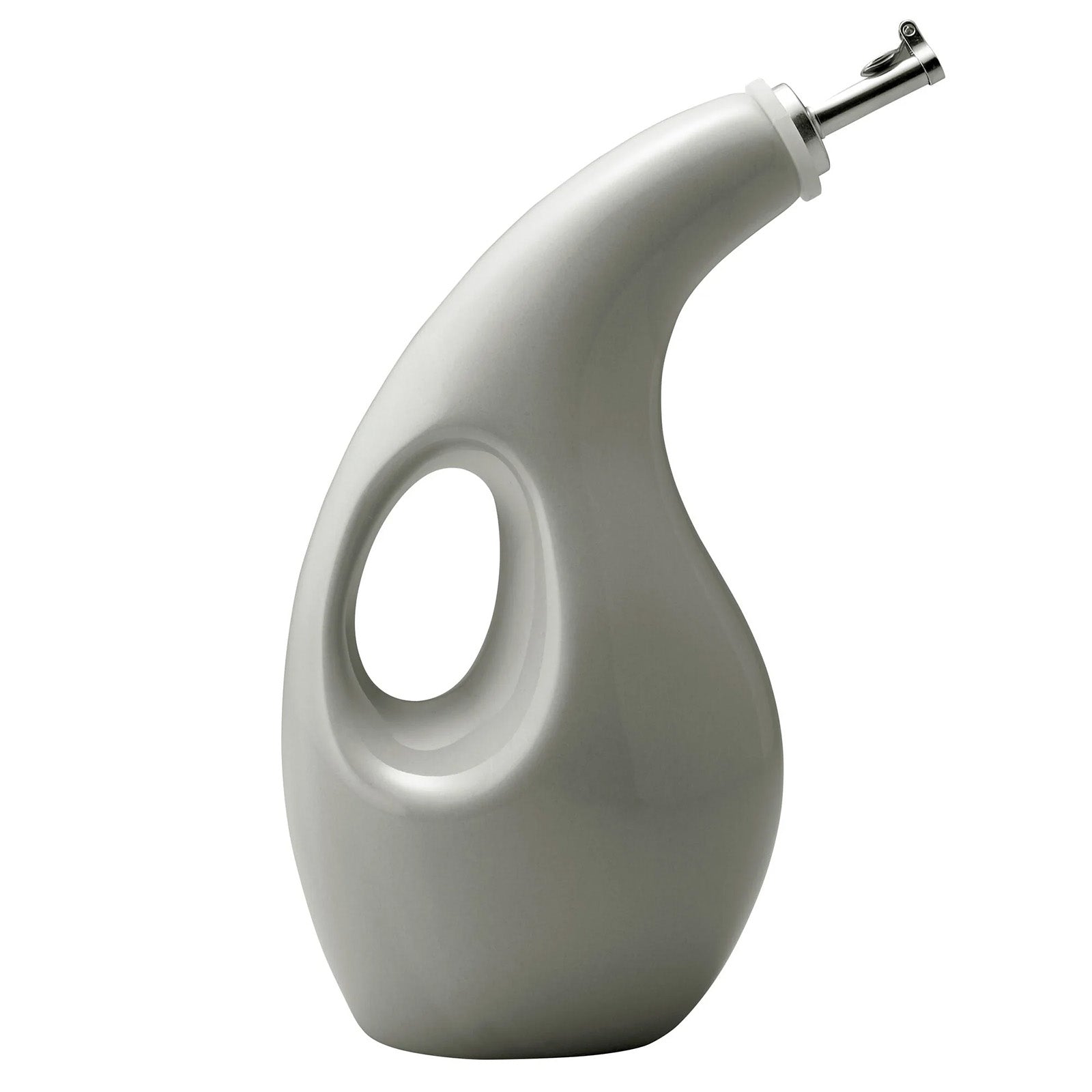 Rachael Ray Glazed Ceramic EVOO Olive Oil Bottle Dispenser with Spout, Sea Salt Gray