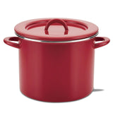 Rachael Ray 12-Quart Induction Enamel Stockpot with Lid, Red Shimmer