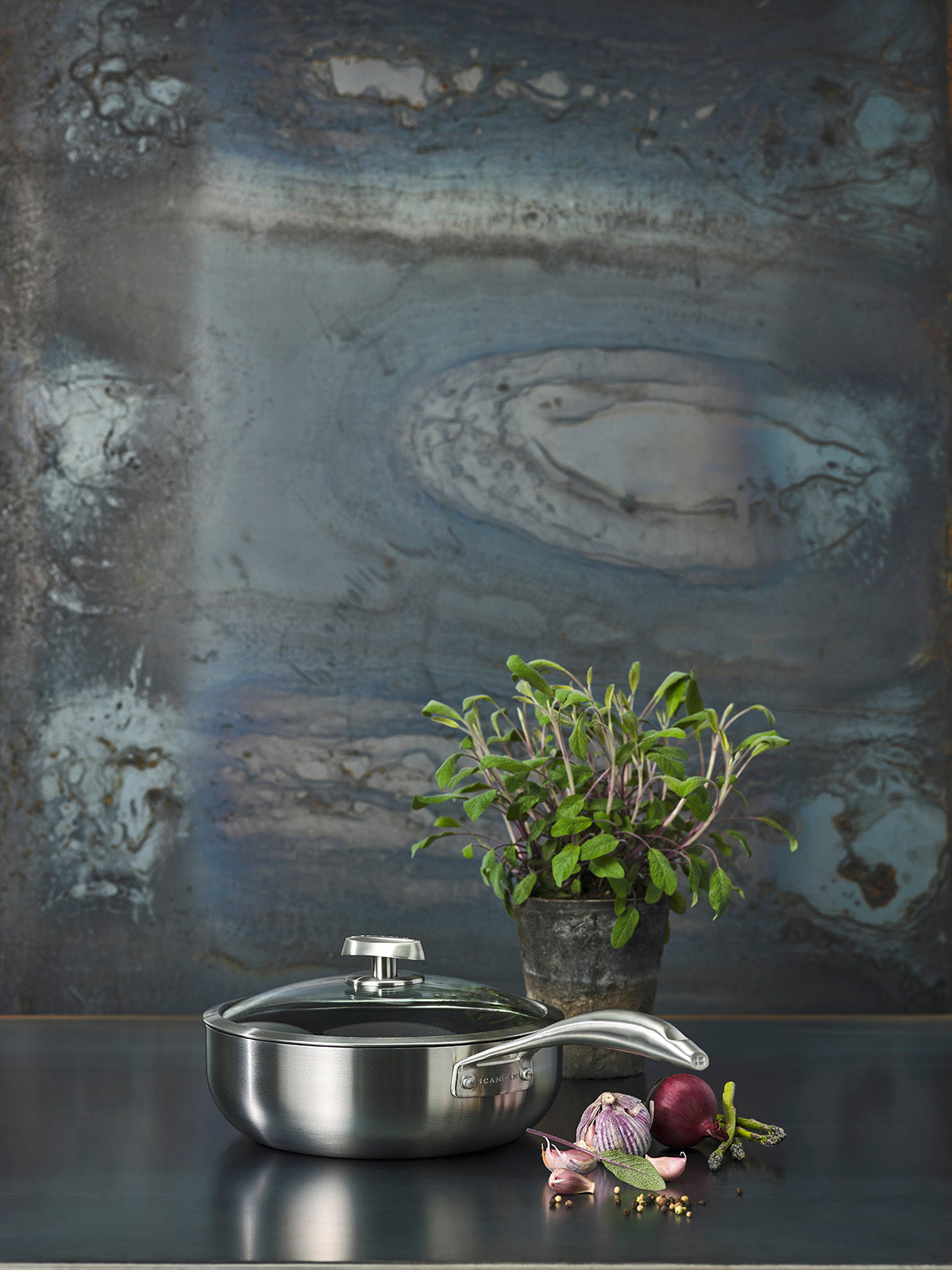 Scanpan CS+ 4-Quart Covered Deep Saute Pan, Stainless Steel Nonstick, Induction Ready