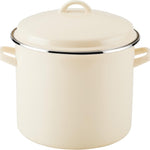Rachael Ray 12-Quart Induction Enamel Stockpot with Lid, Almond