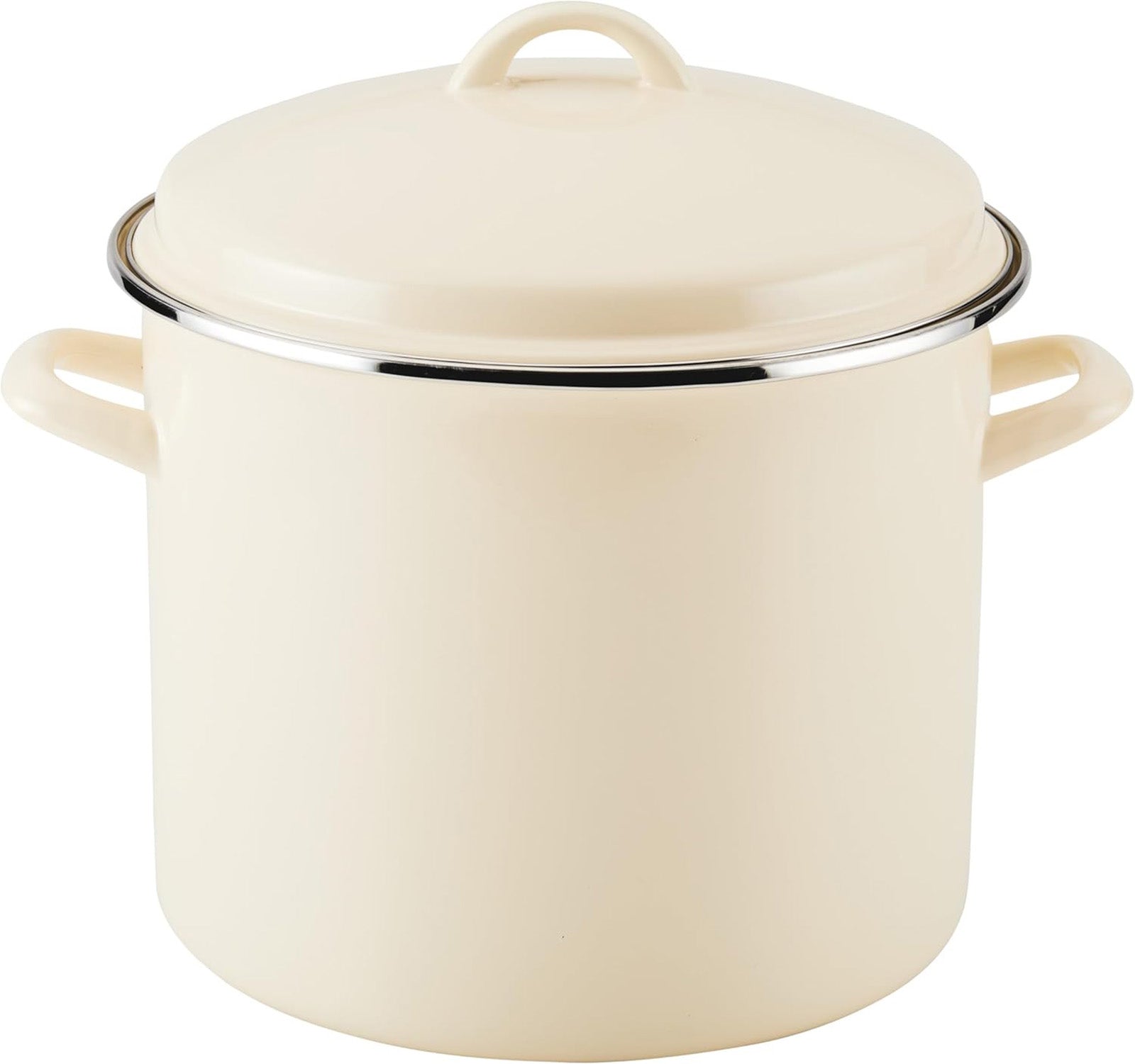 Rachael Ray 12-Quart Induction Enamel Stockpot with Lid, Almond