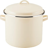 Rachael Ray 12-Quart Induction Enamel Stockpot with Lid, Almond