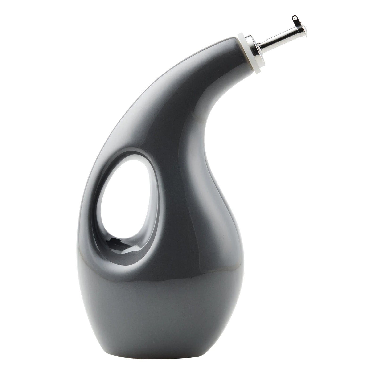 Rachael Ray Glazed Ceramic EVOO Olive Oil Bottle Dispenser with Spout, Gray