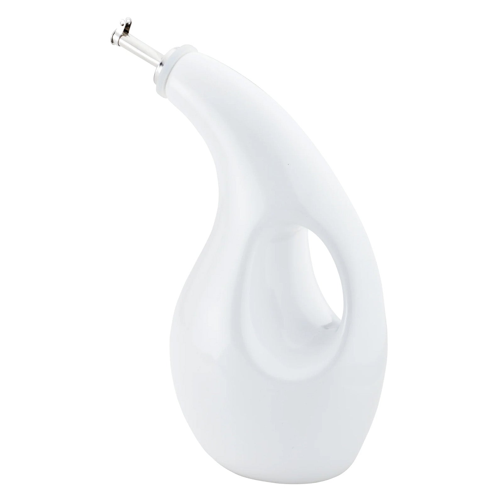 Rachael Ray Glazed Ceramic EVOO Olive Oil Bottle Dispenser with Spout, White