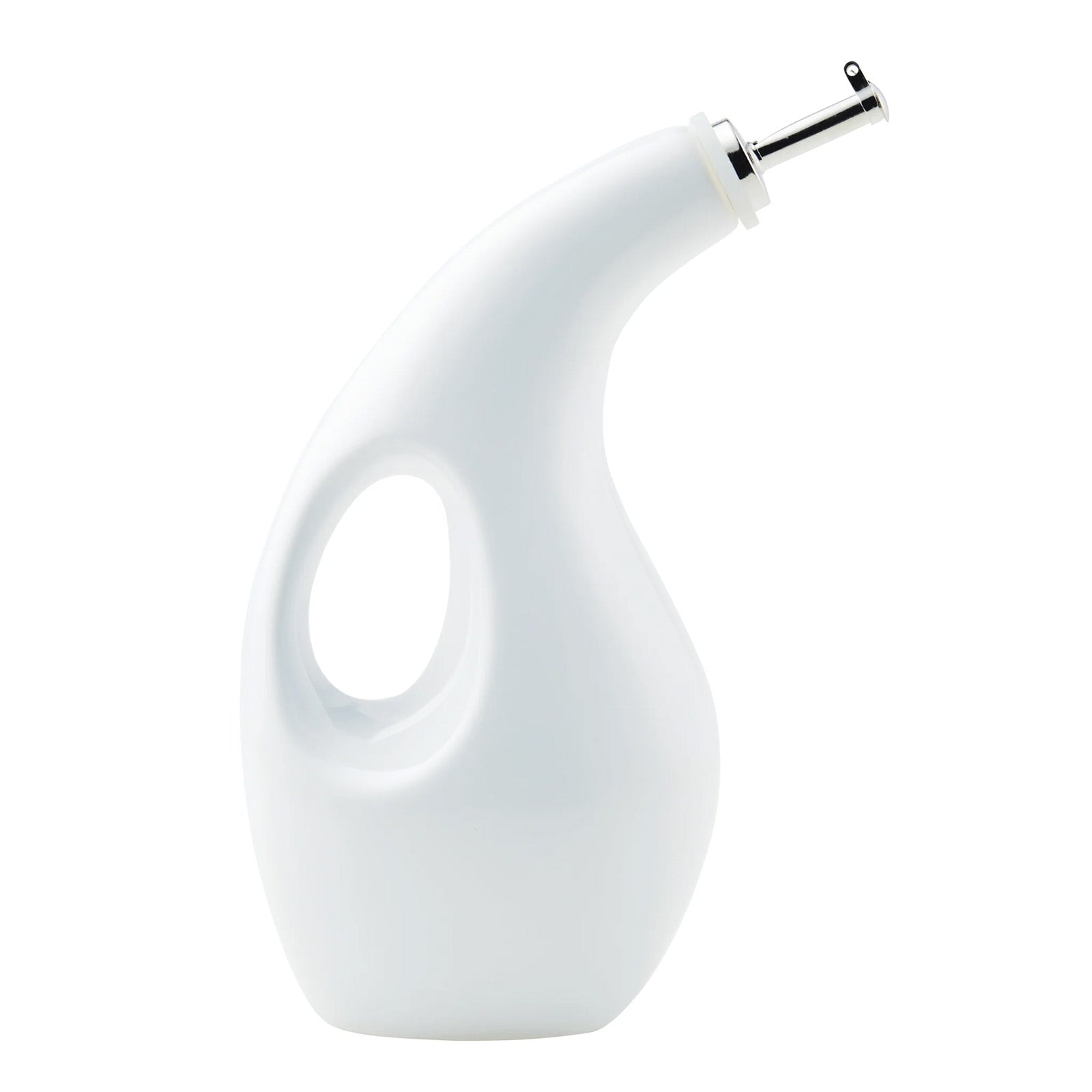 Rachael Ray Glazed Ceramic EVOO Olive Oil Bottle Dispenser with Spout, White