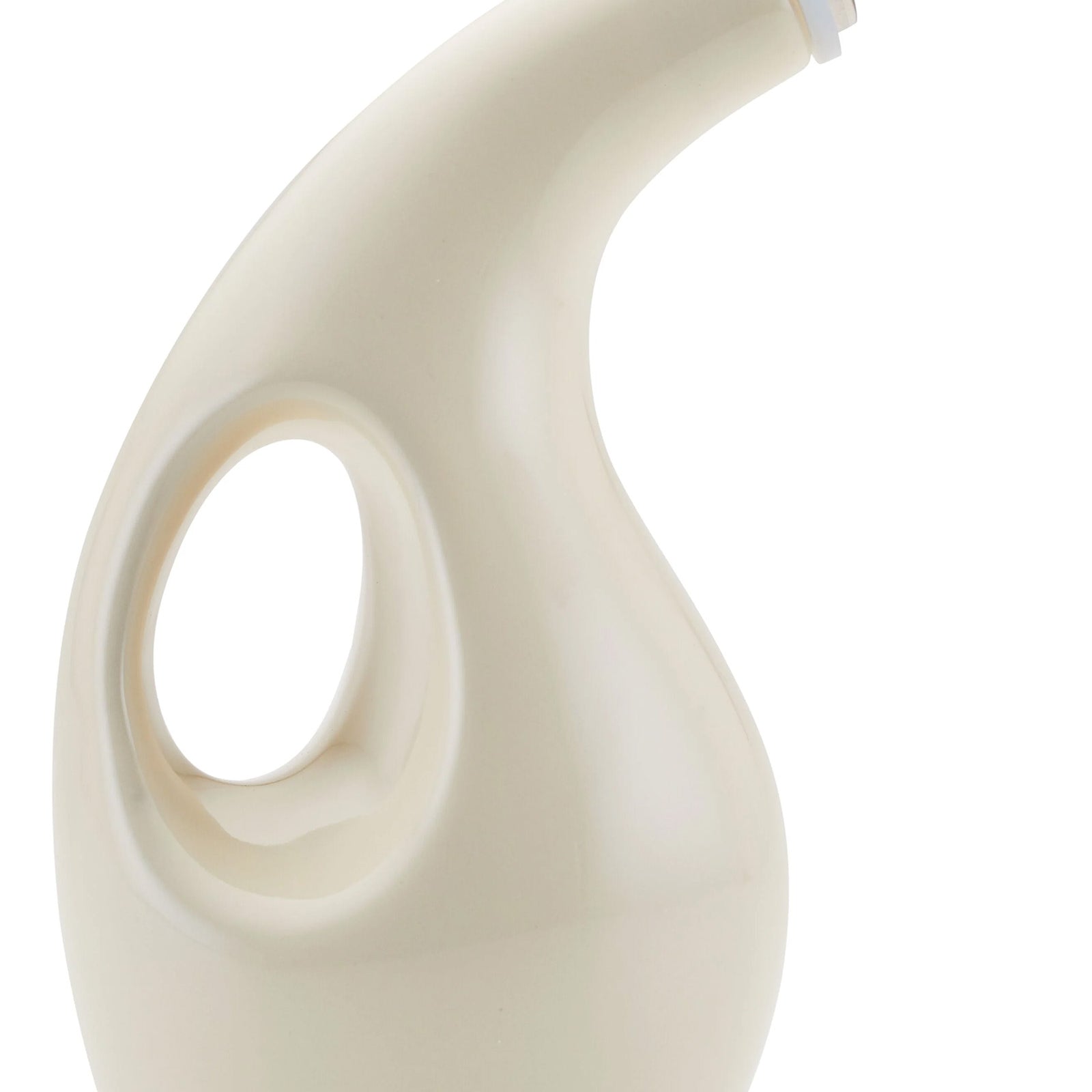 Rachael Ray Glazed Ceramic EVOO Olive Oil Bottle Dispenser with Spout, Almond