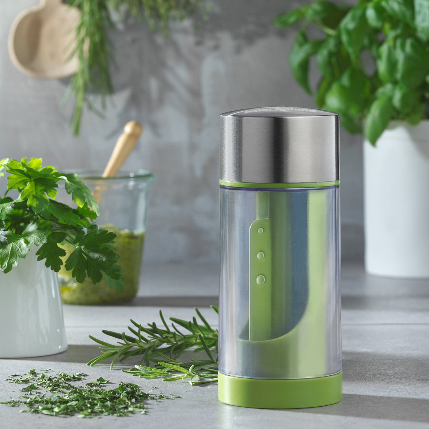 Microplane Stainless Steel Herb Mill 2.0, Green