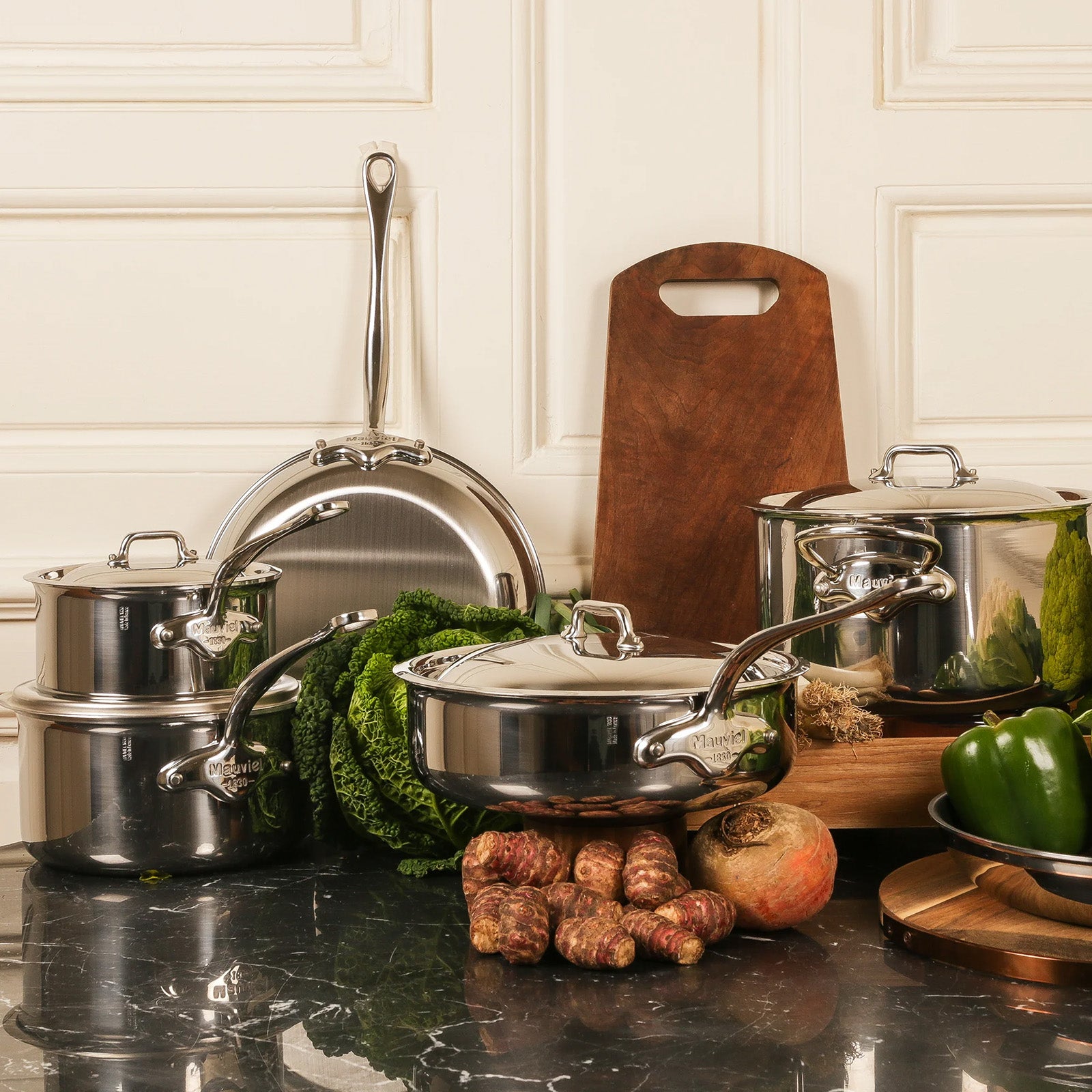 Mauviel M'Cook 4.8 Quart Stainless Steel Saucepan, 9.4 Inch