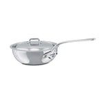 Mauviel M'Cook 2.1 qt. Stainless Steel Curved Splayed Saute Pan with Lid