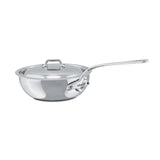 Mauviel M'Cook 2.1 qt. Stainless Steel Curved Splayed Saute Pan with Lid