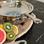 Mauviel M'Cook 2.1 qt. Stainless Steel Curved Splayed Saute Pan with Lid