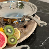 Mauviel M'Cook 2.1 qt. Stainless Steel Curved Splayed Saute Pan with Lid