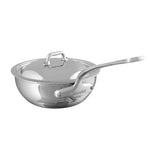 Mauviel M'Cook 2.1 qt. Stainless Steel Curved Splayed Saute Pan with Lid