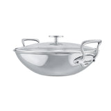 Mauviel M'Cook Stainless Steel Wok with Glass Lid & Cast Handles, 12.6 Inch