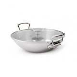 Mauviel M'Cook Stainless Steel Wok with Glass Lid & Cast Handles, 12.6 Inch