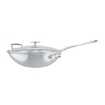 Mauviel M'Cook 12.5 Inch Stainless Steel Wok With Long Handle And Helper Handle