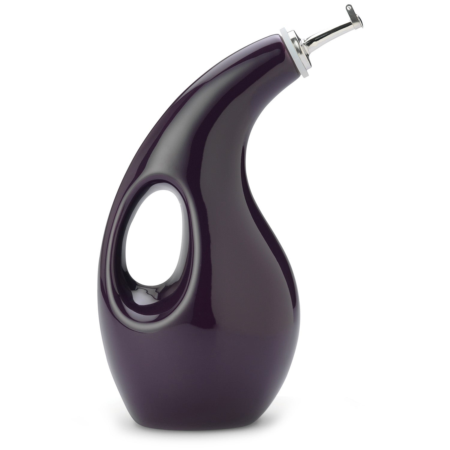 Rachael Ray Glazed Ceramic EVOO Olive Oil Bottle Dispenser with Spout, Purple