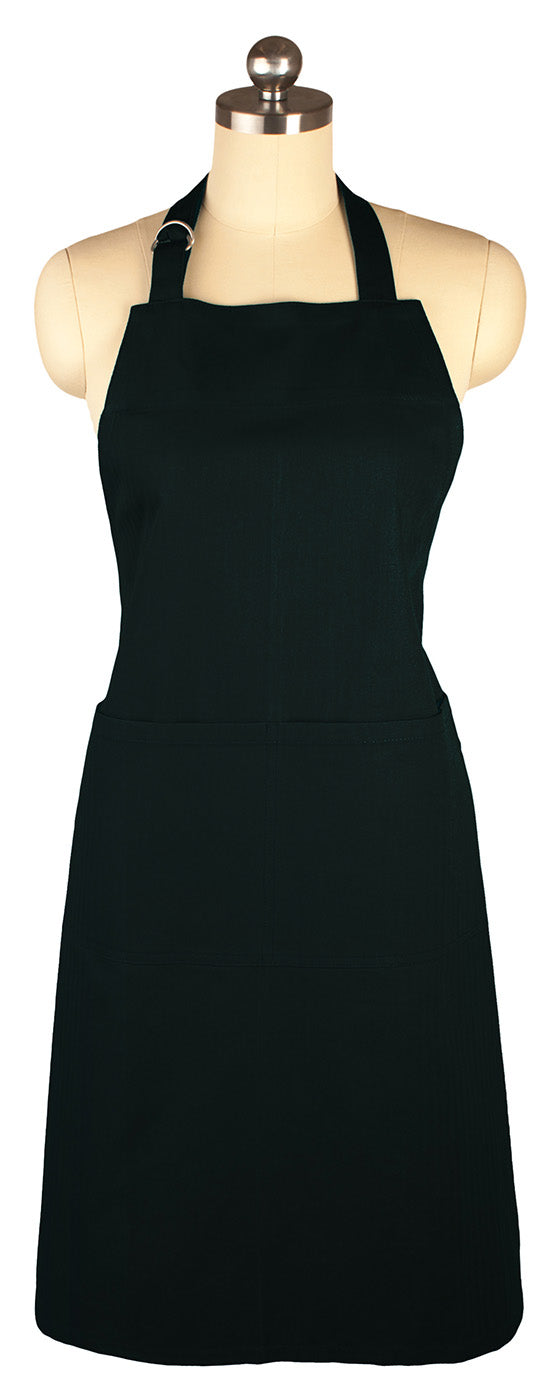 MU Kitchen Adjustable Cotton Herringbone Weave Apron, 35-Inches, Onyx