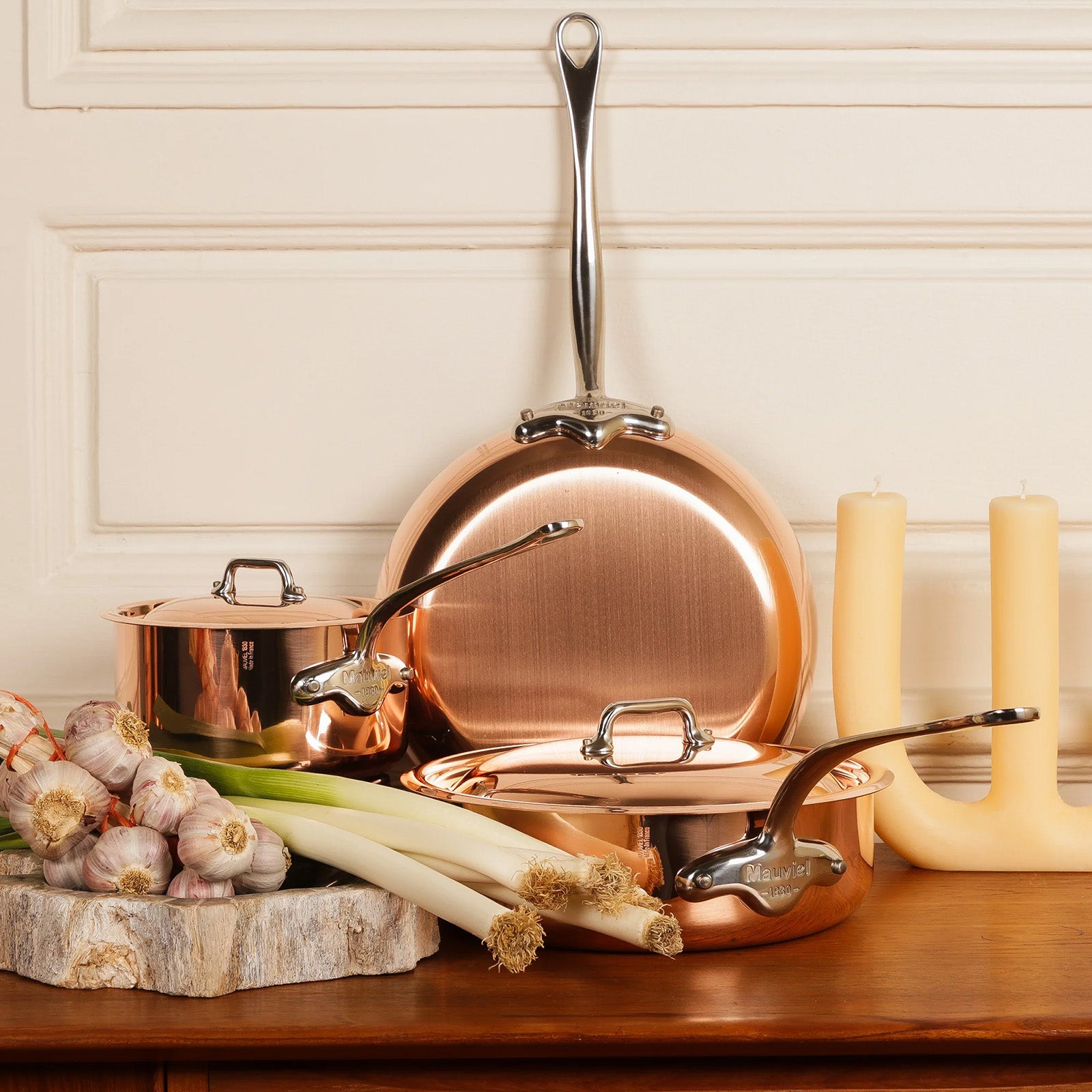 Mauviel M'3 S 1.8-Quart Copper Sauce Pan With Lid, Cast Stainless Steel Handle