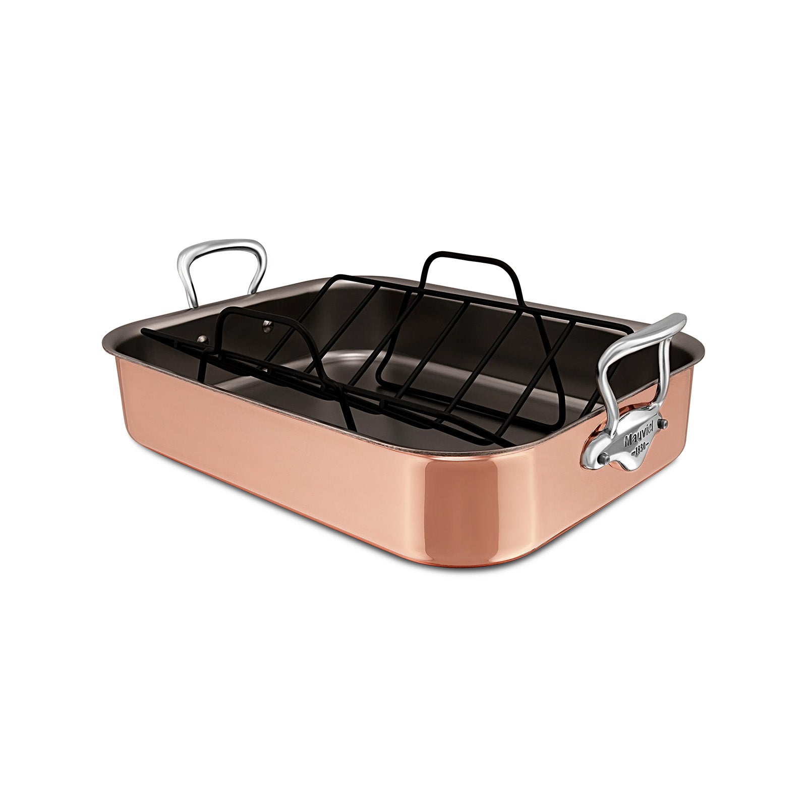 Mauviel M'150s Copper Tri-Ply Roasting Pan with Rack, 15.7 x 11.8-Inch