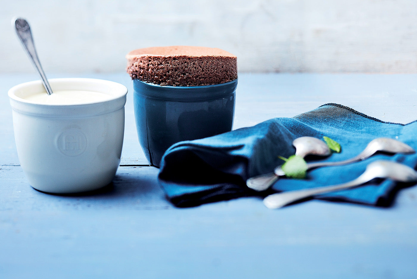 Emile Henry Made in France 8.5 oz Ramekin, Set of 2, 4" by 2.5", Mediterranean Blue